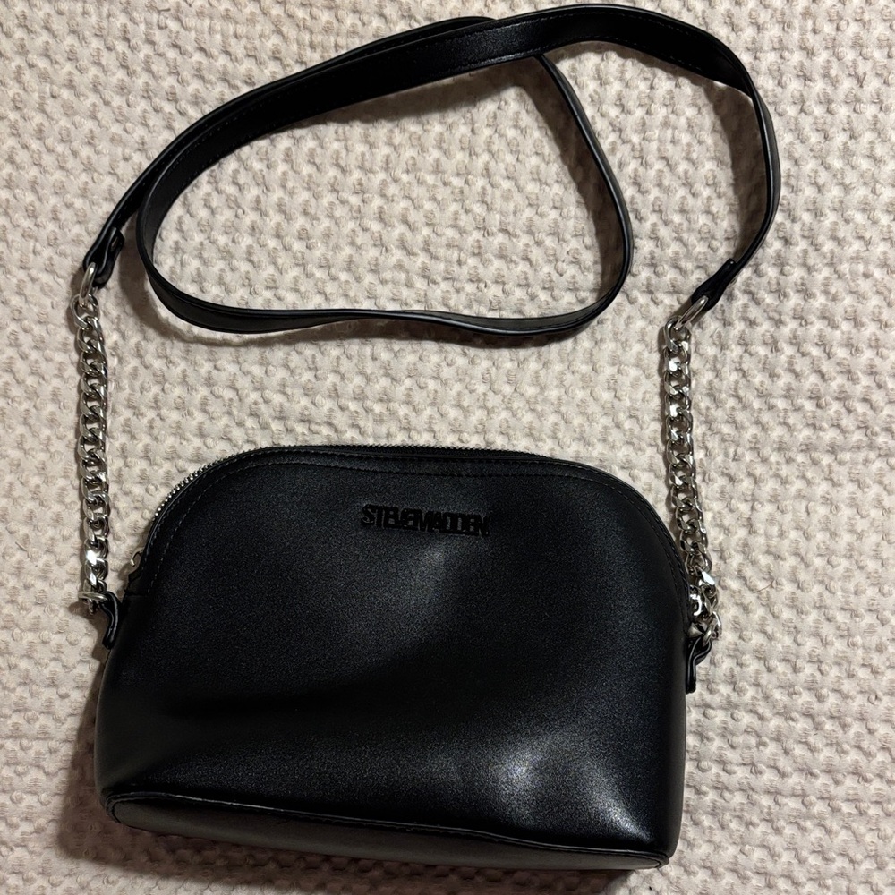Steve Madden Black and Silver Crossbody Bag